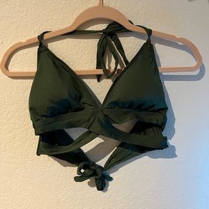 Forest green cross cross bikini top—>L